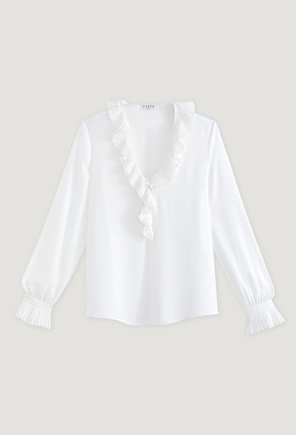 Pleated-collar blouse