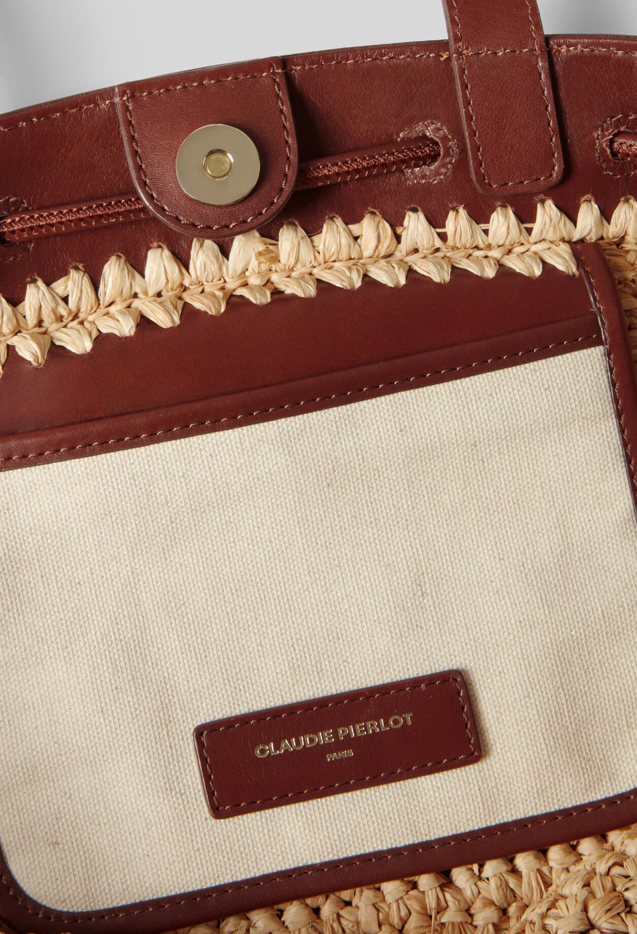 Raffia and leather basket