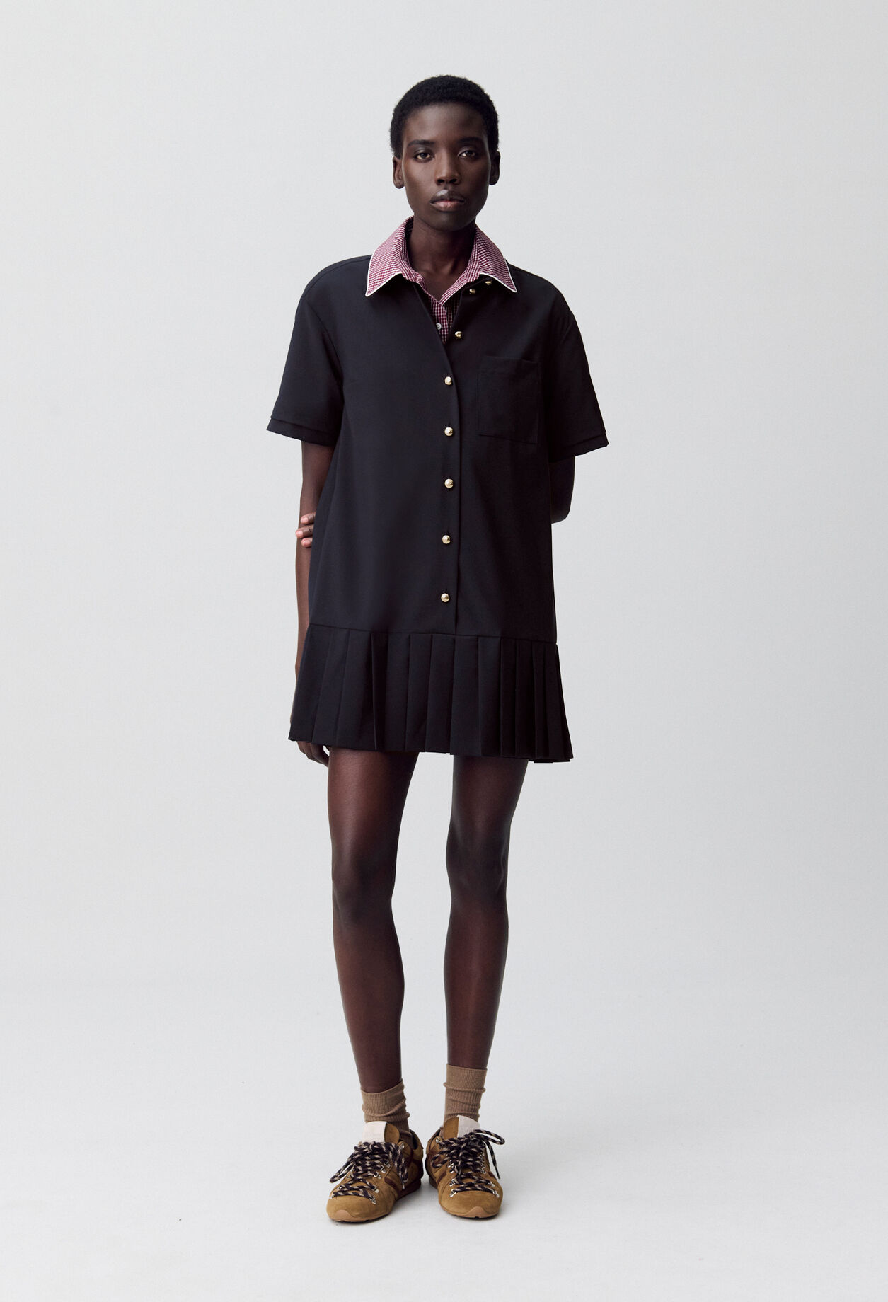クレープ★プリーツ★ハイネックワンピース★ CLAUDIE PIERLOT ハイネックボウタイプリントワンピース / GRACE CONTINENTAL