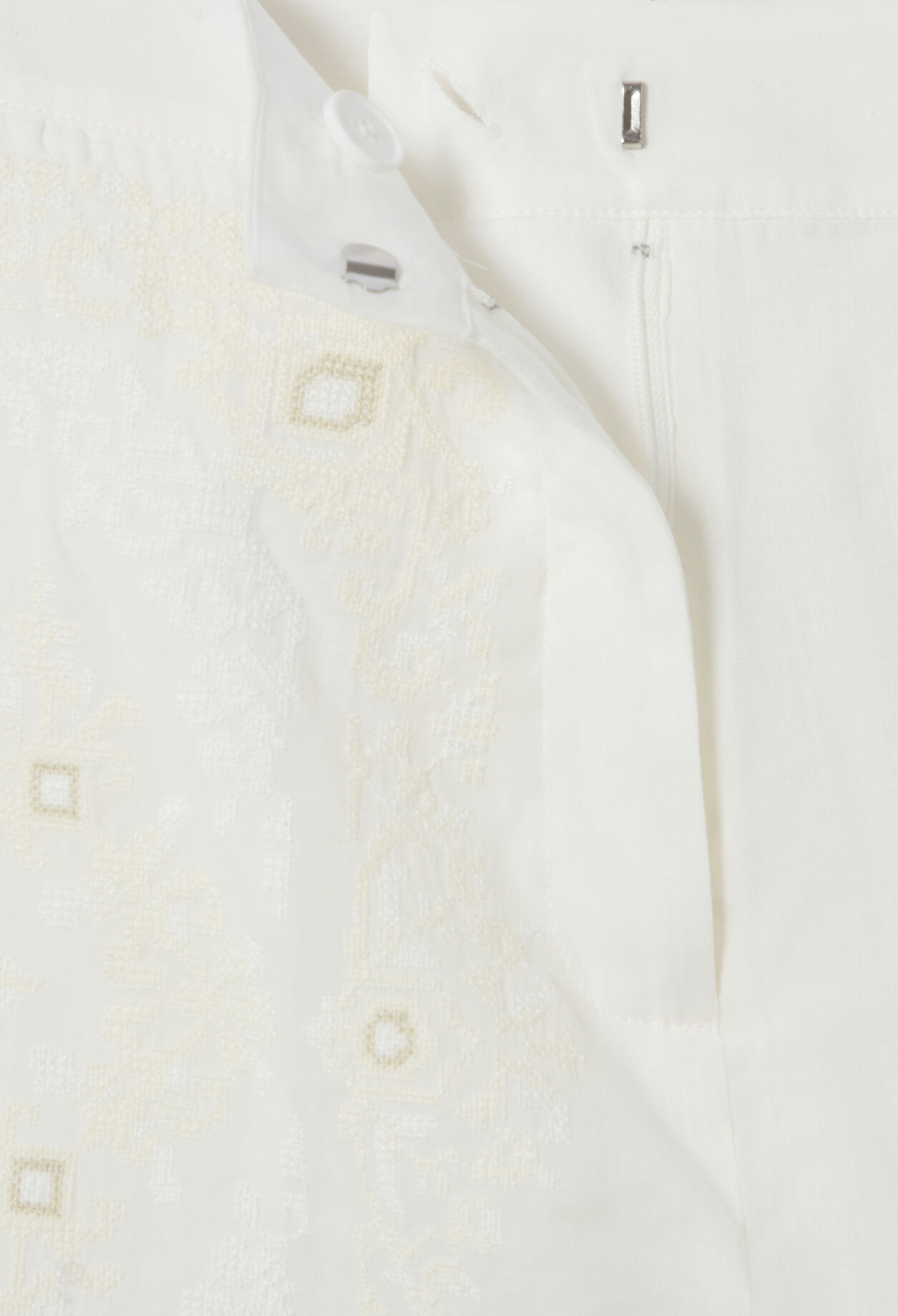 Embroidered cotton ramie shorts