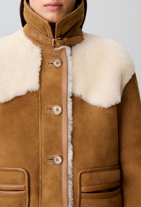 Shearling jacket leather collar