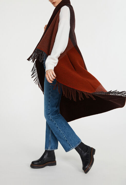 Wool burgundy poncho