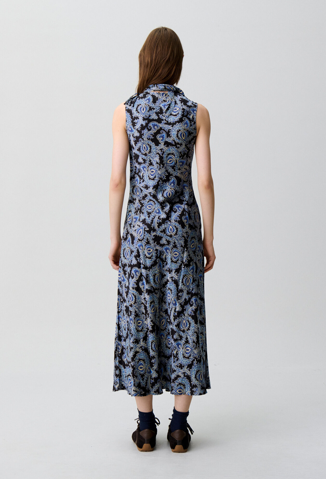 Flowy printed satin dress