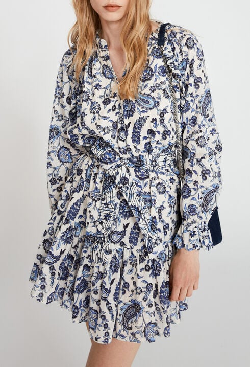 Robe ceinturée motif floral