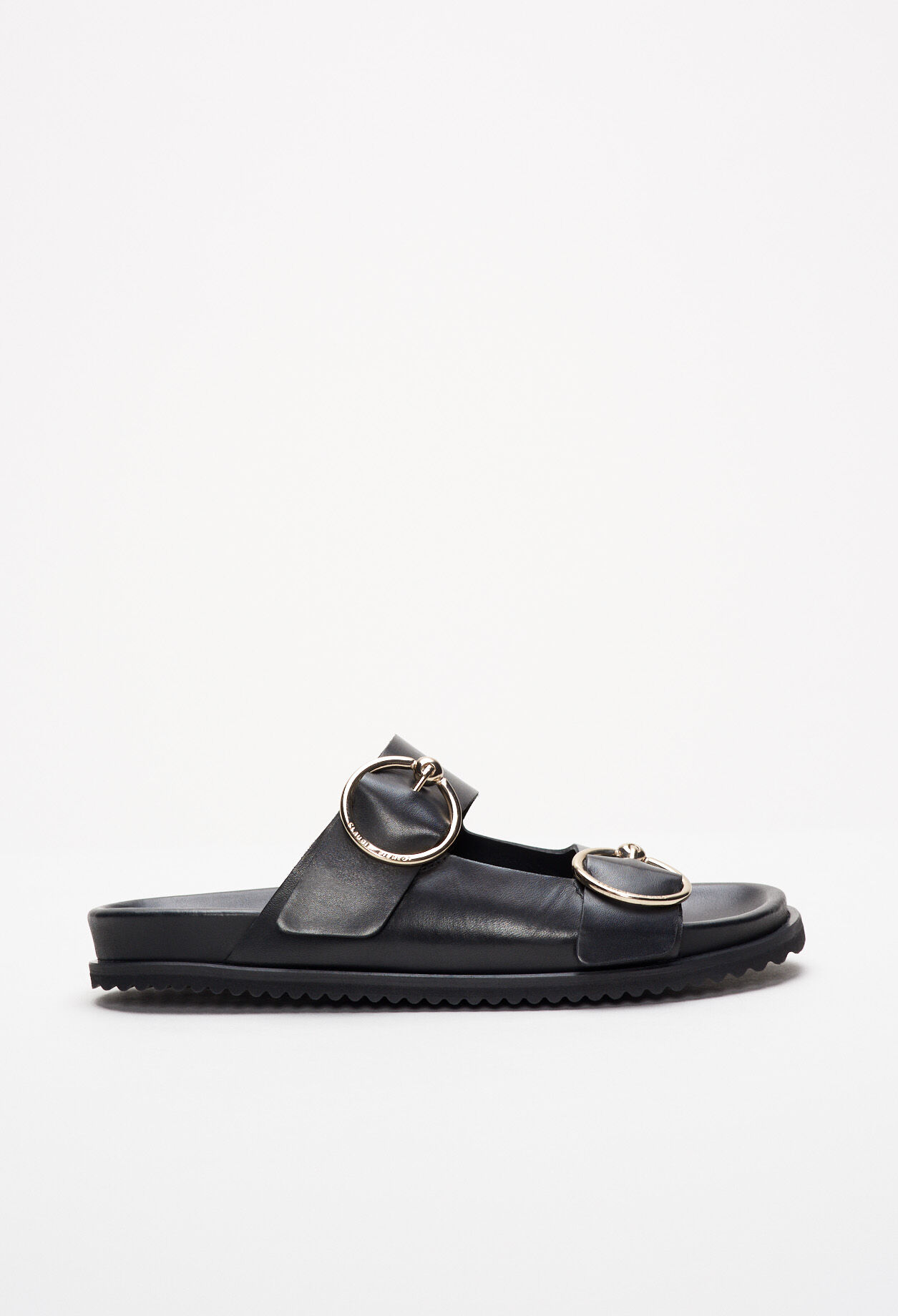 Sandals with metal buckles