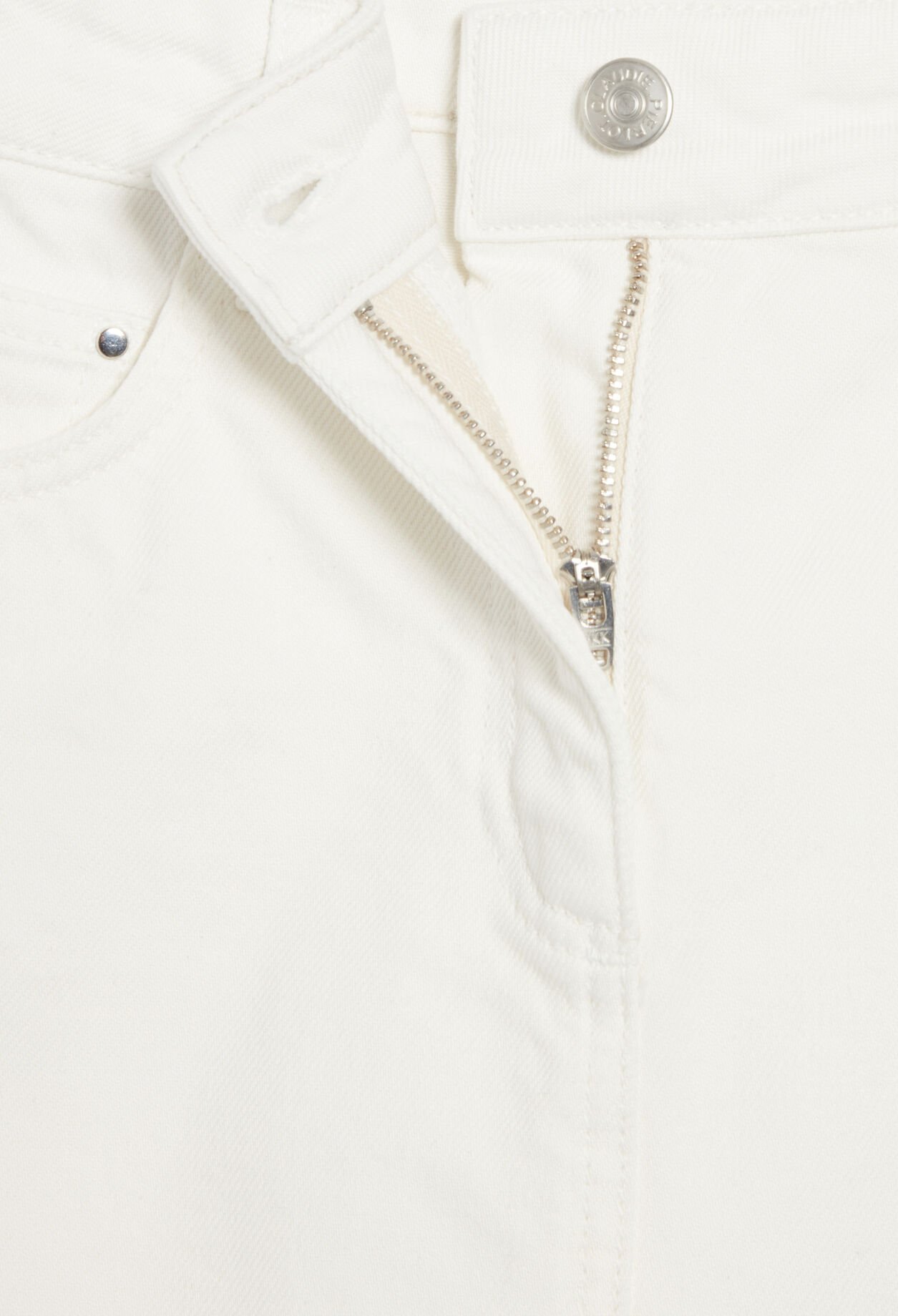 Cream denim short skirt