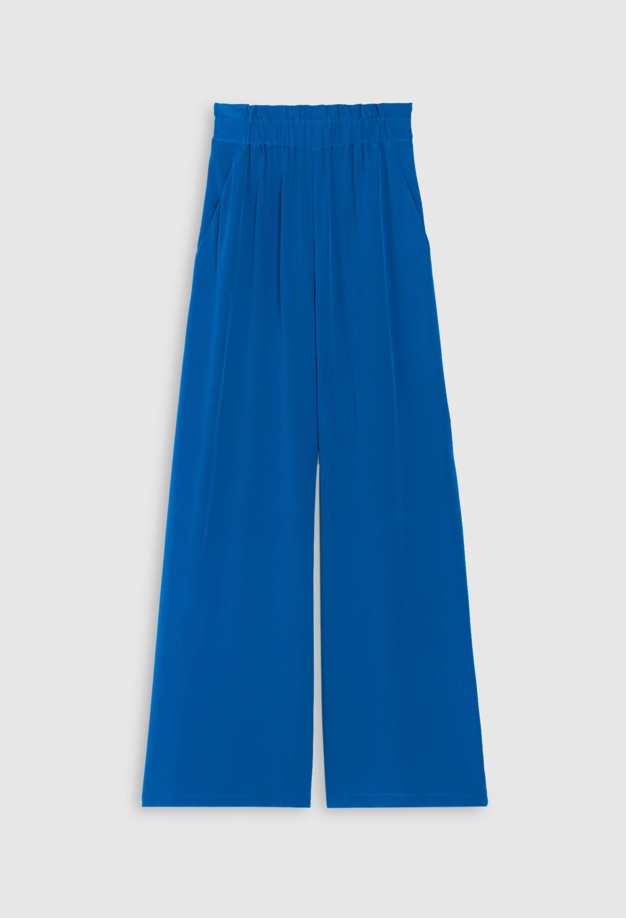 Blue silk trousers