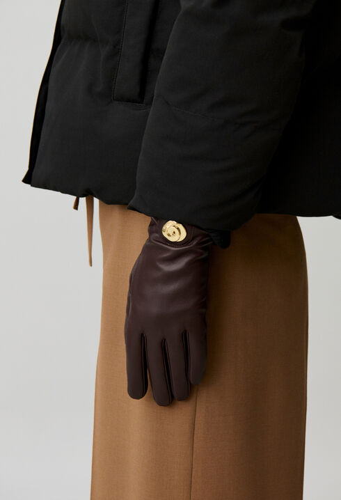 Smooth lambskin gloves gold jewel