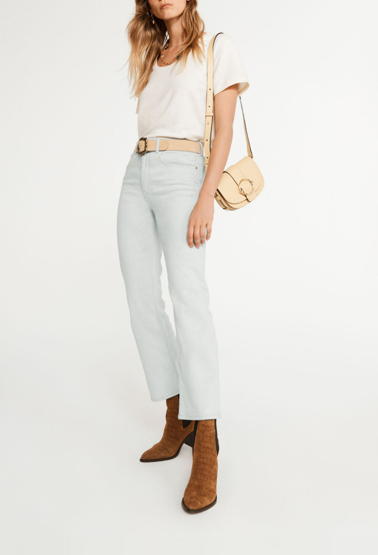 Faded cropped jeans