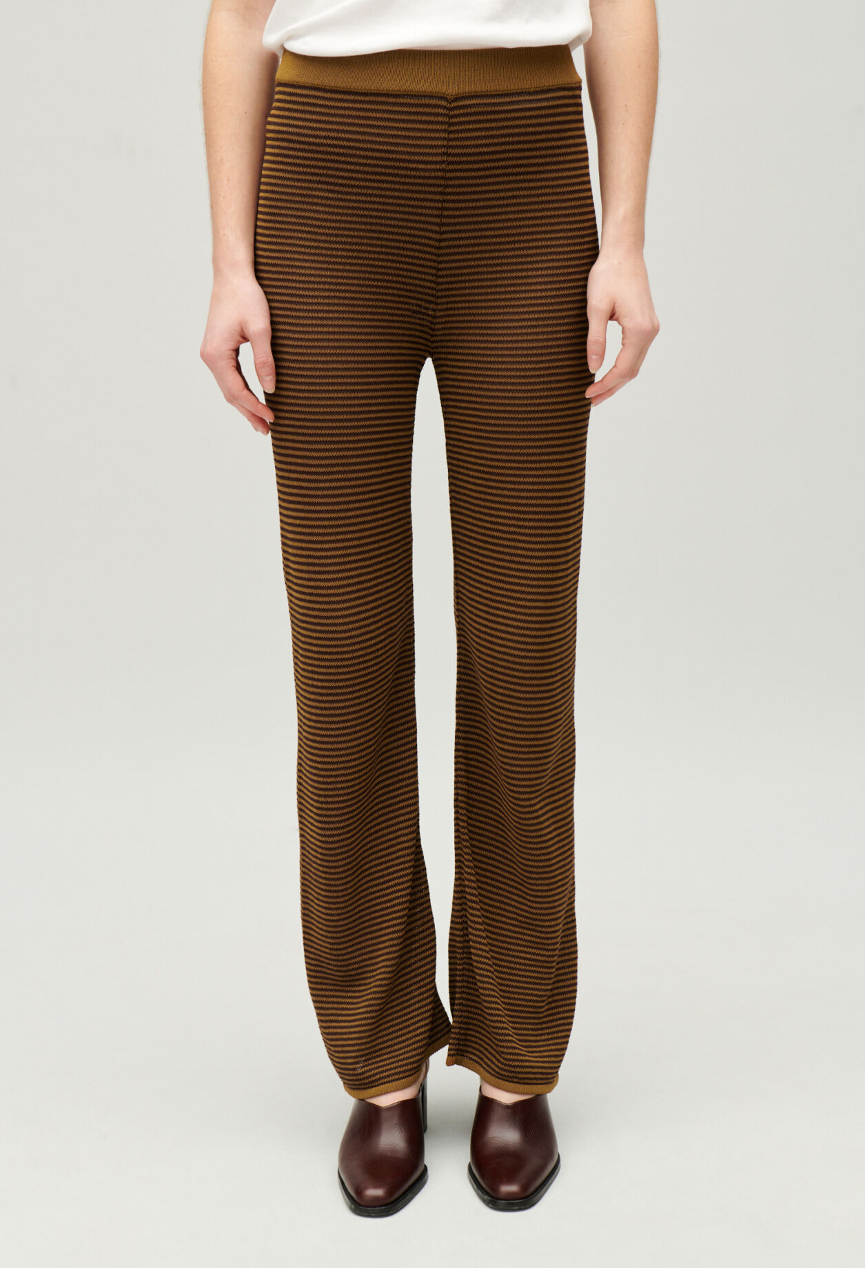 Brown striped trousers