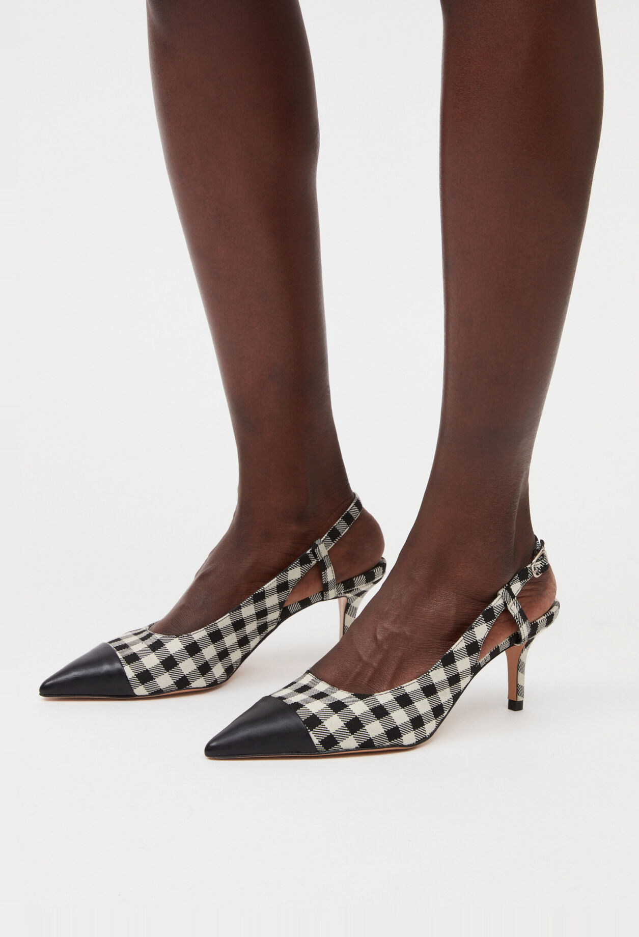 Gingham slingback court shoes