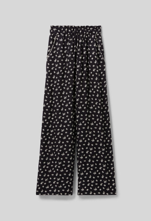 Wide-Leg Fluid Print Trousers