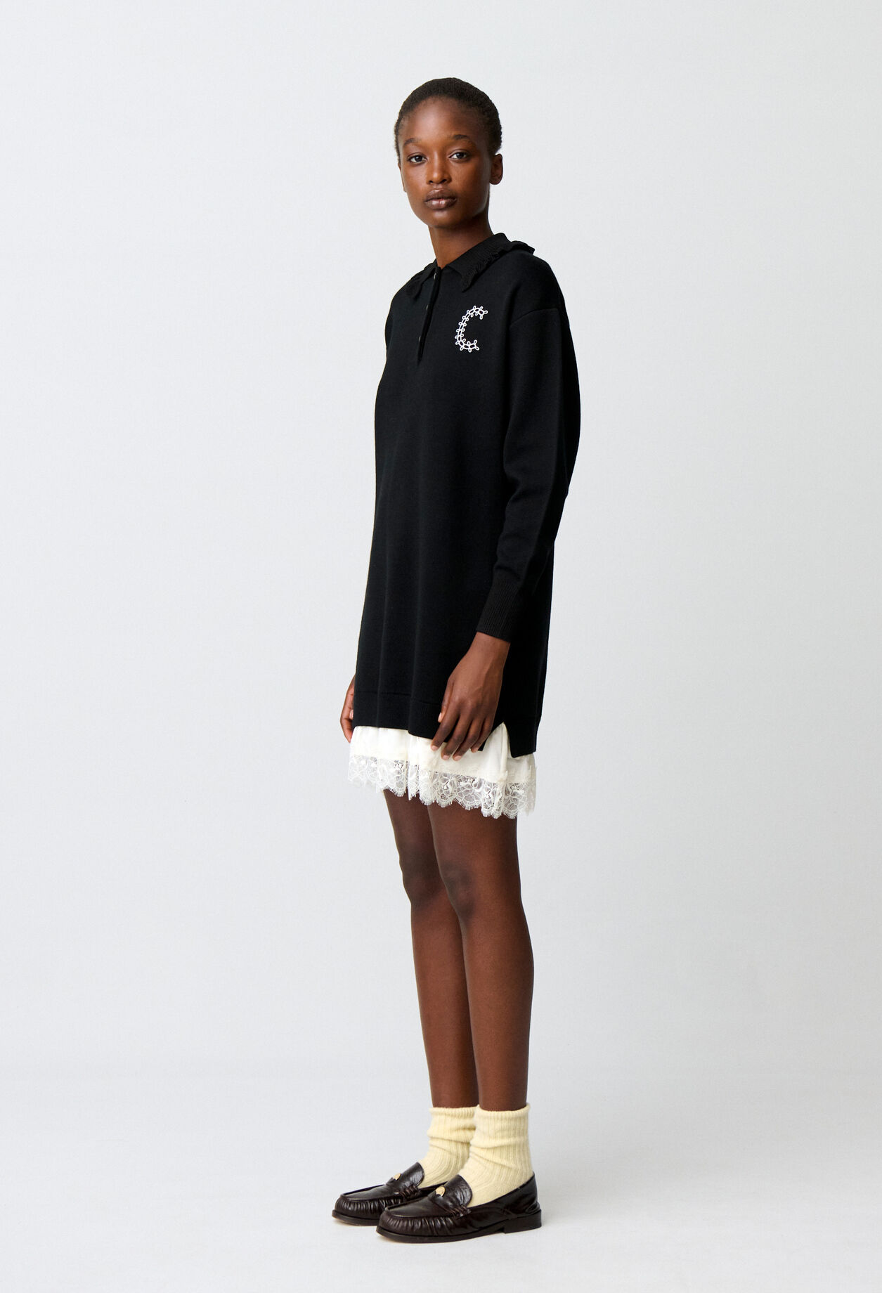 Satin and lace jumper dress