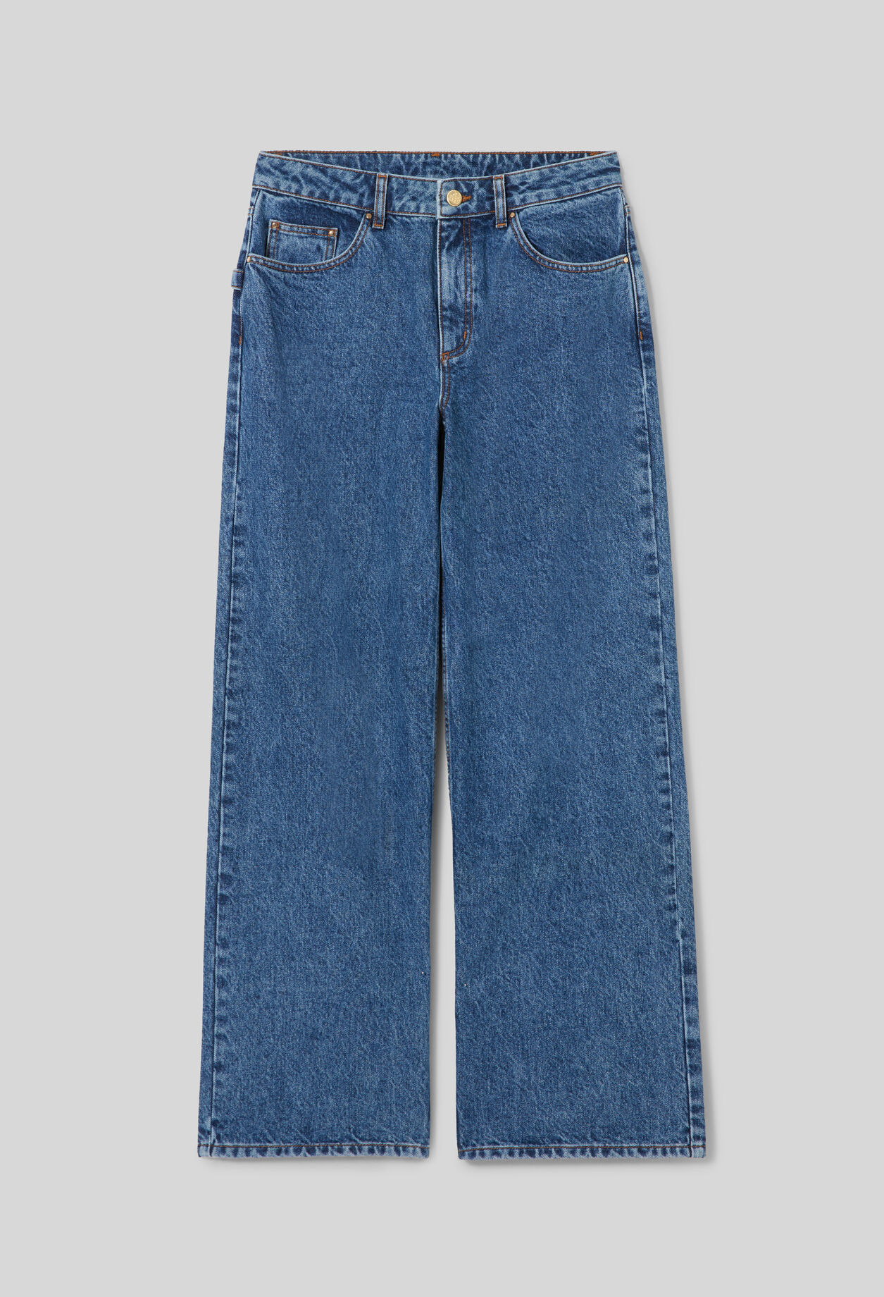 Wide-Leg Straight Denim Jeans