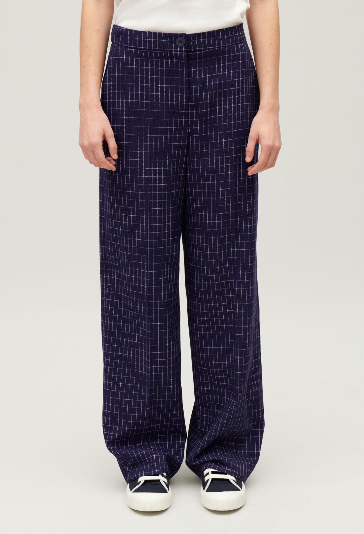 Indigo checked suit trousers