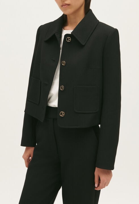 Black cropped suit jacket