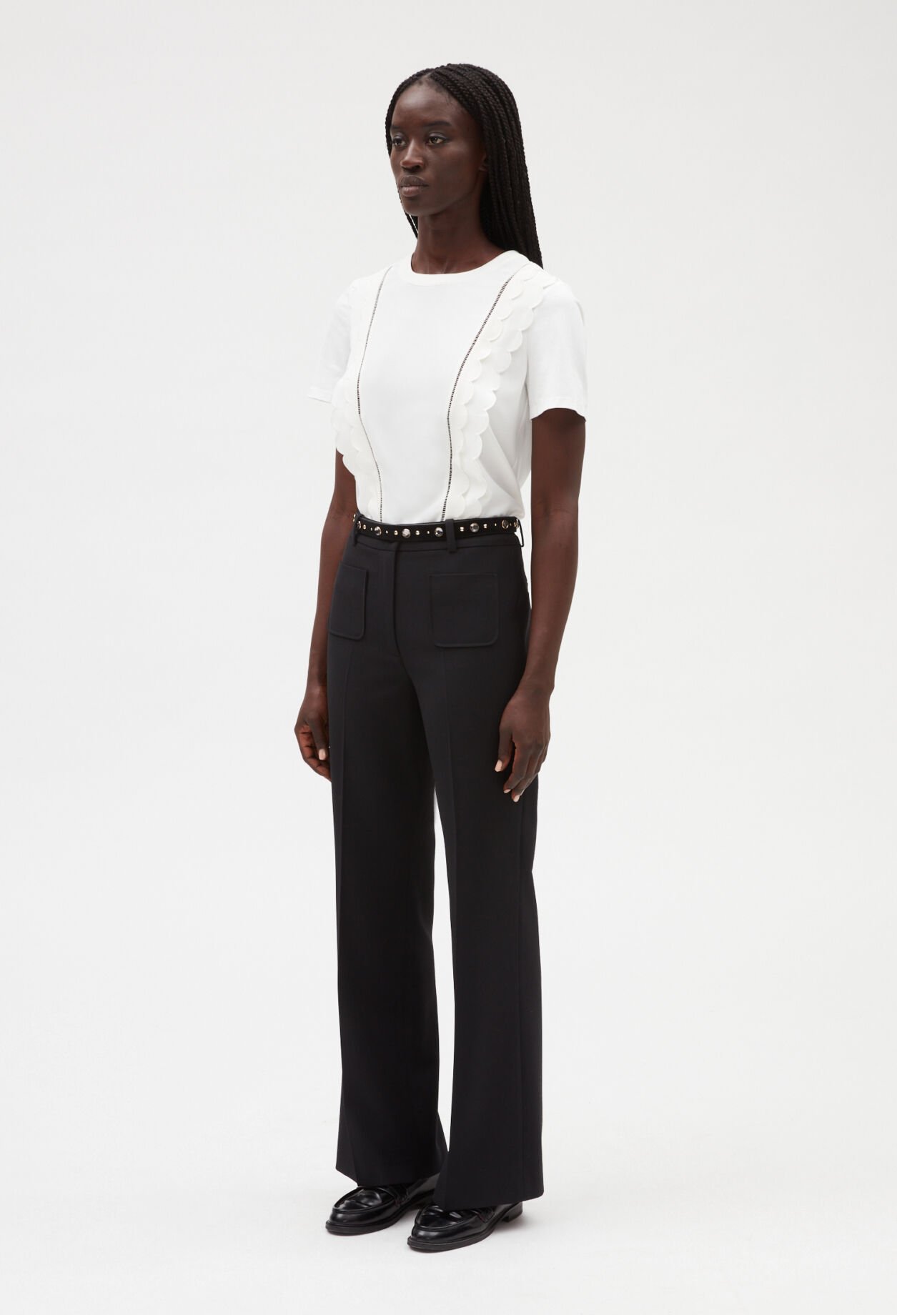 White scalloped T-shirt