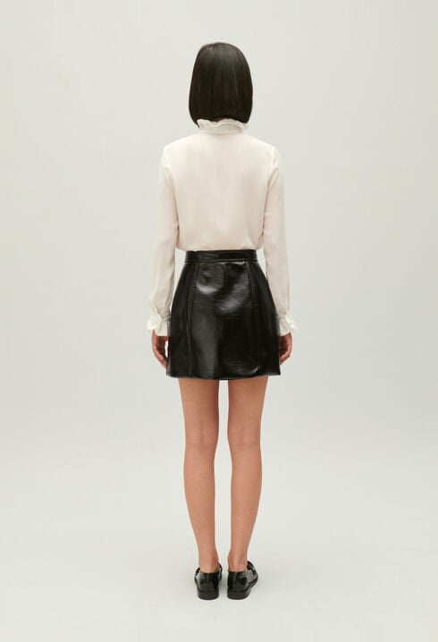 Short black vinyl skirt