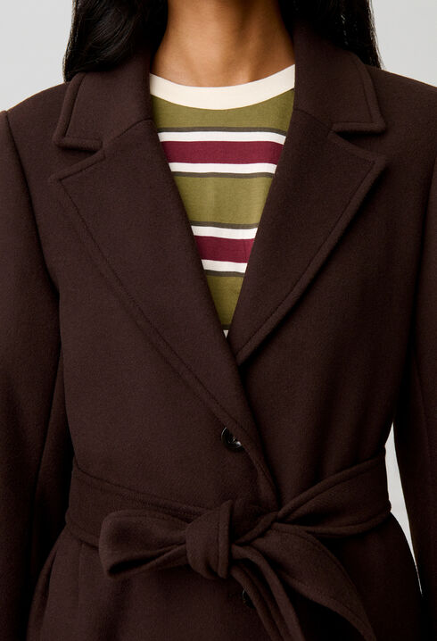 Long belted wool coat