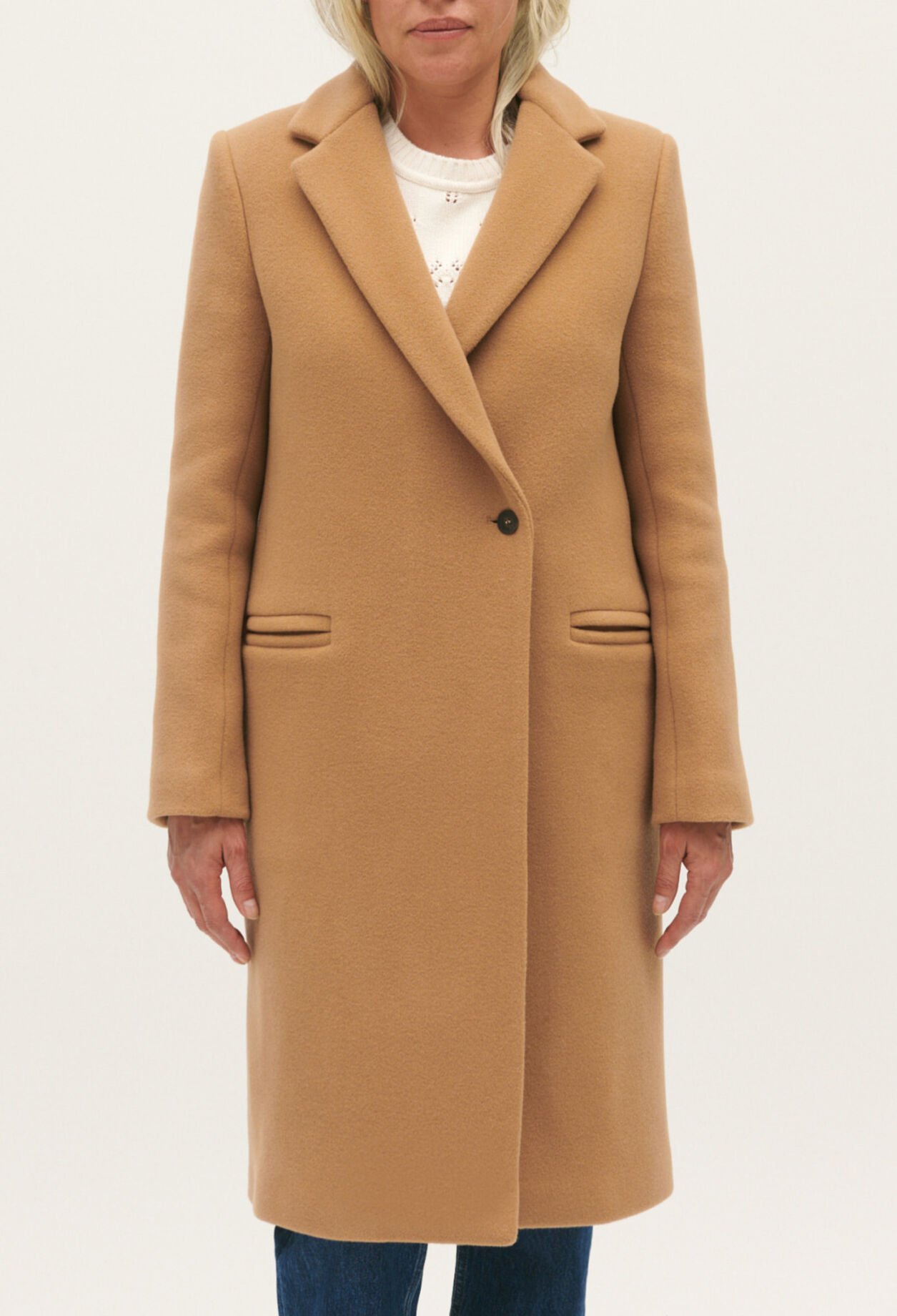 Mid-length wool blend coat