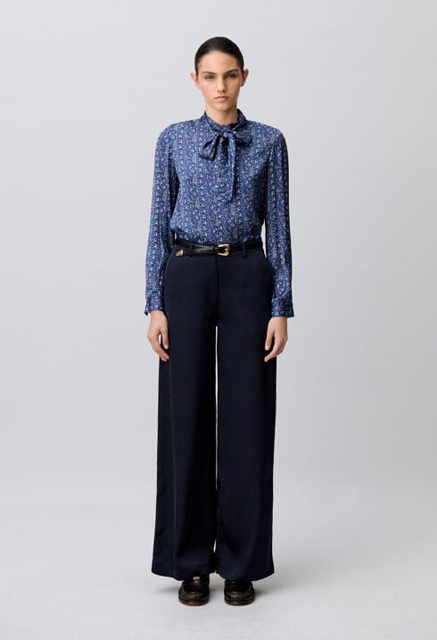 Straight satin trousers