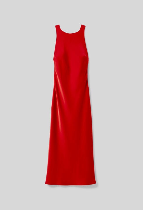 Satin Open-Back Maxi Dress