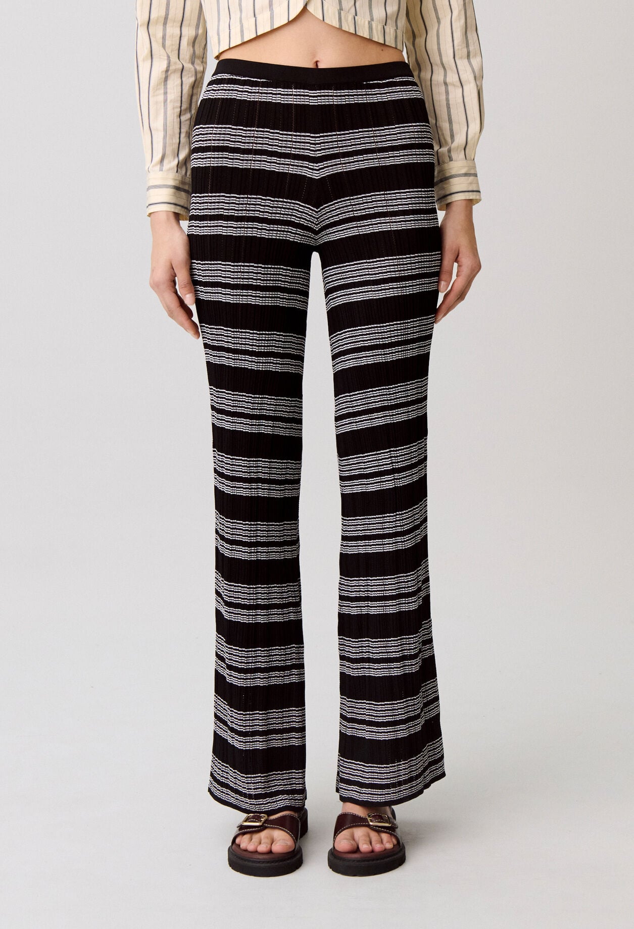 Striped knit trousers