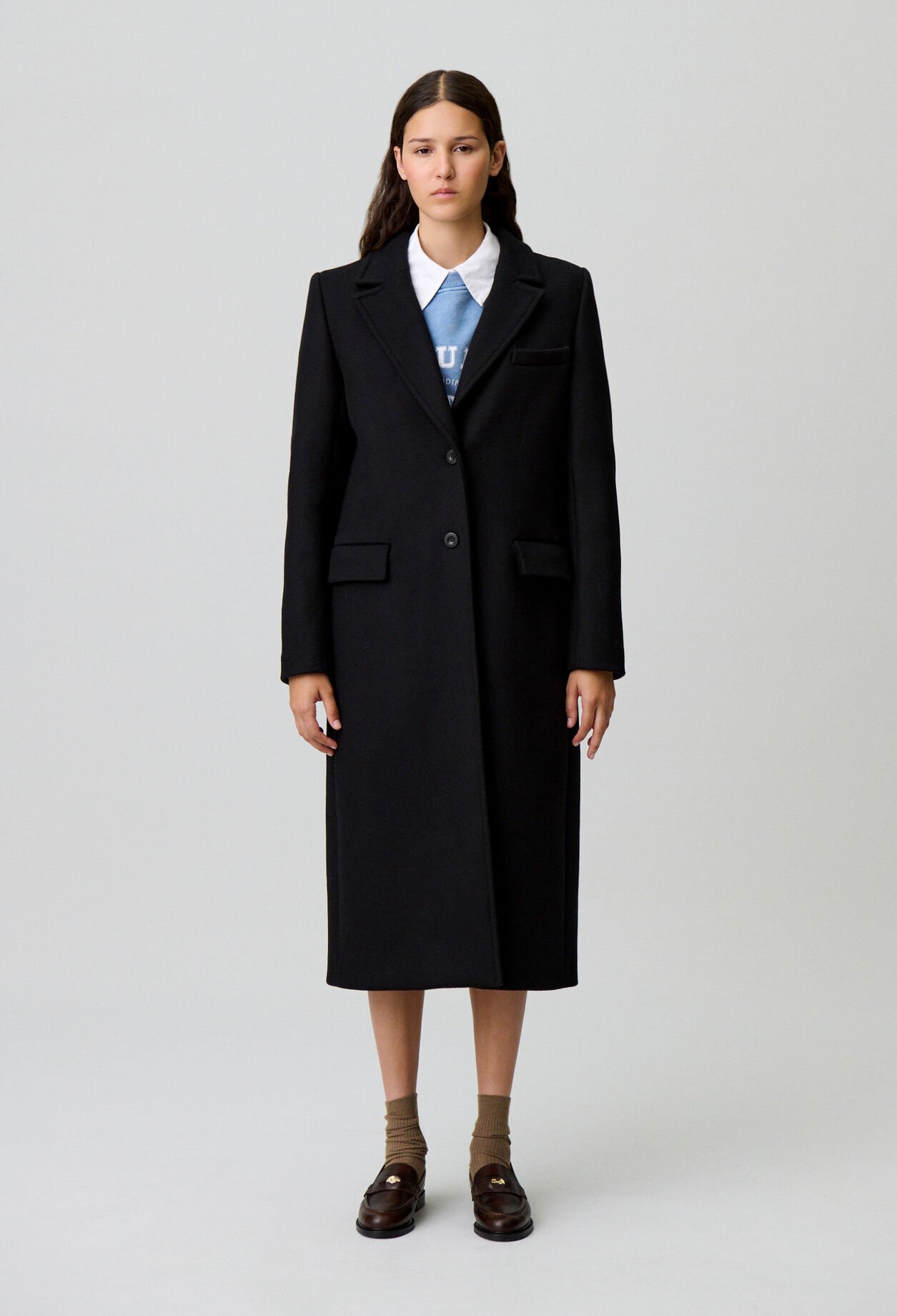 Long straight wool coat