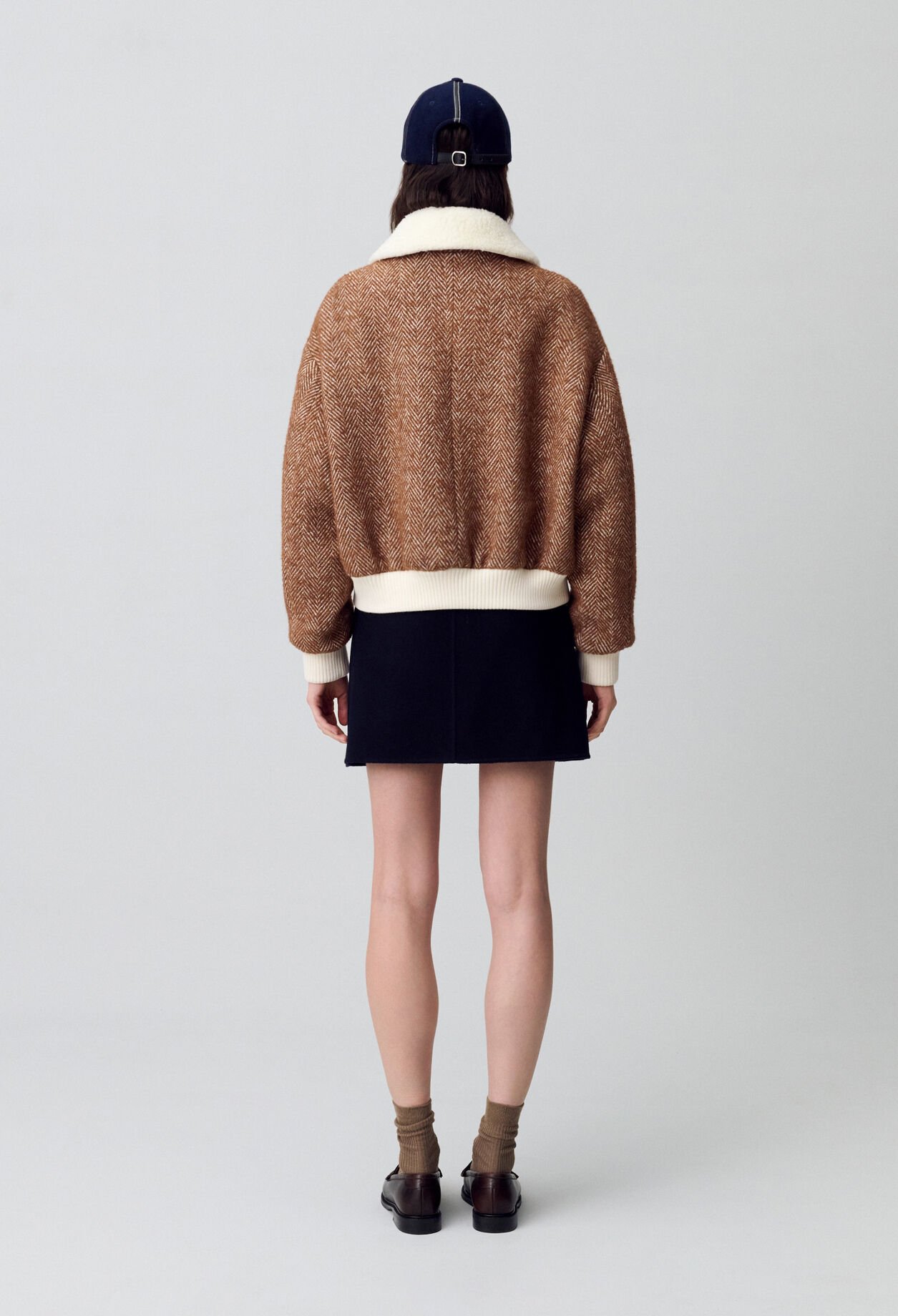 Faux Fur Collar Short Coat