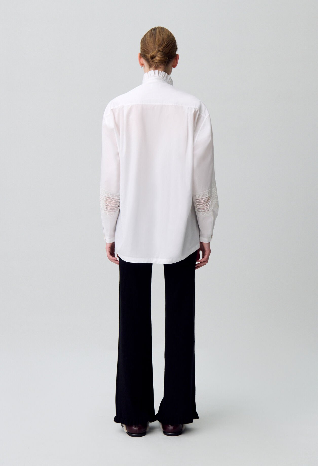 CLAUDIE PIERLOT クローディピエルロ ブラウス シャツ パール White shirt with wavy collar for women | Claudie Pierlot