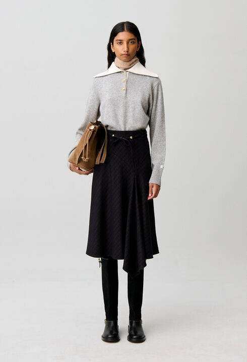 Asymmetric midi skirt