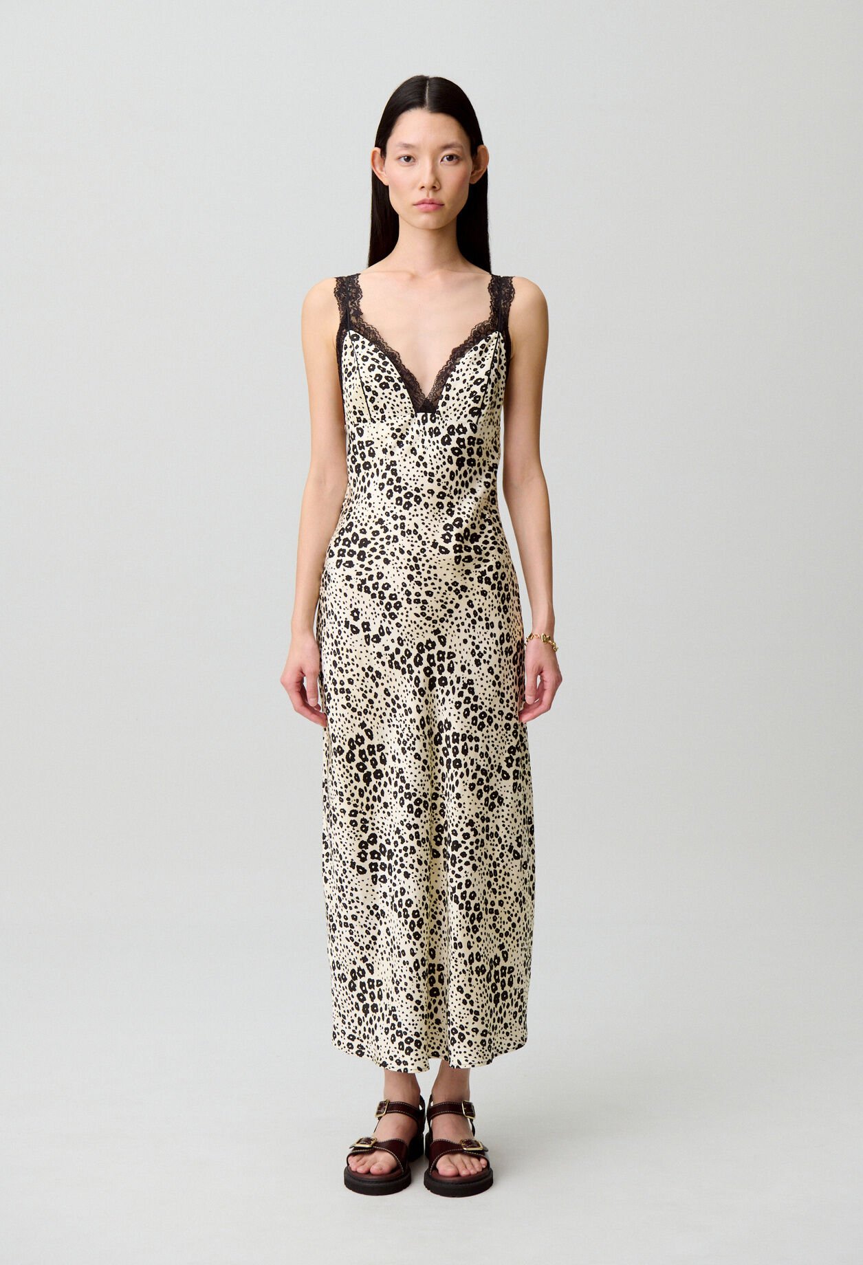Satin animal print dress