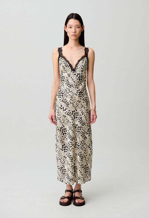 Satin animal print dress