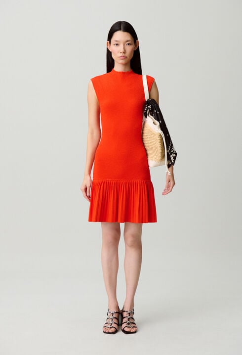Pleated knit dress