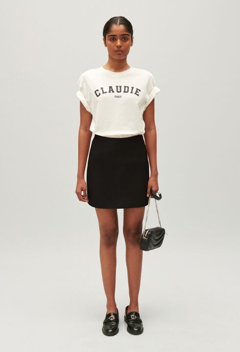Short leather skirt