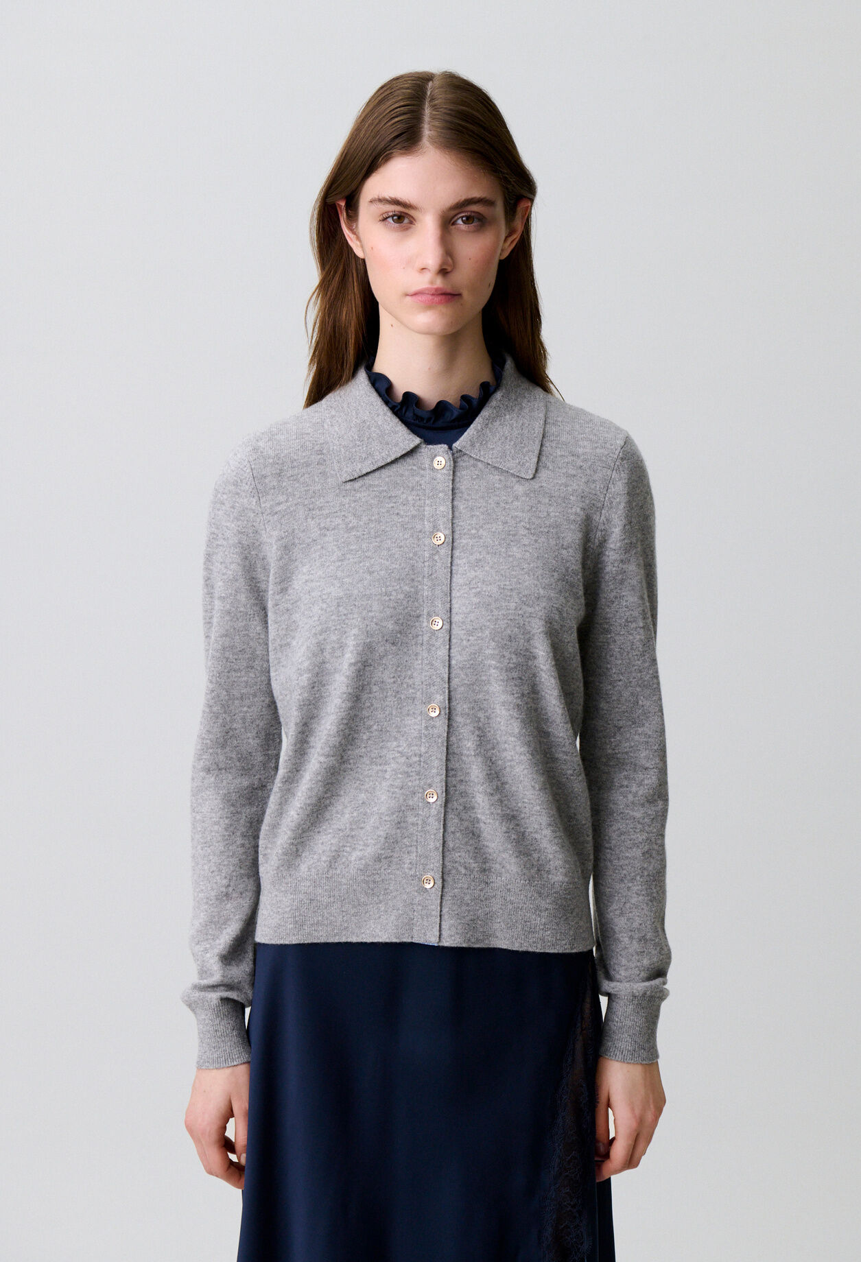 Fitted wool cardigan