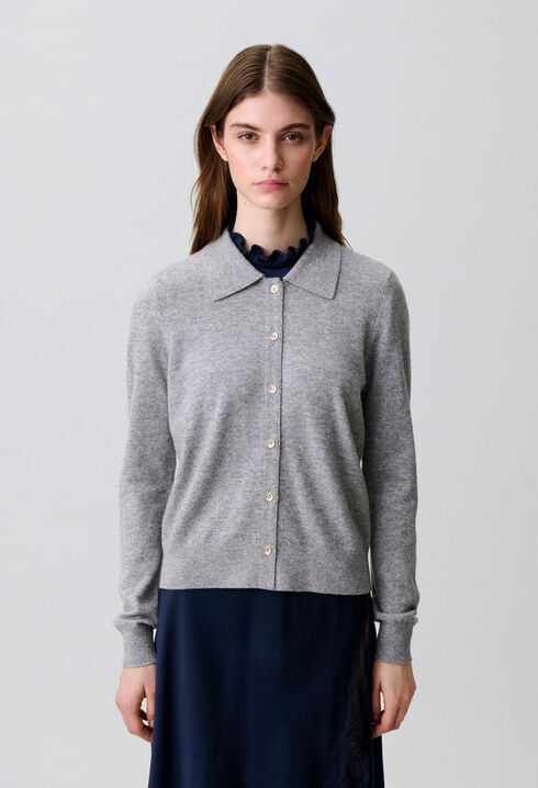Fitted wool cardigan