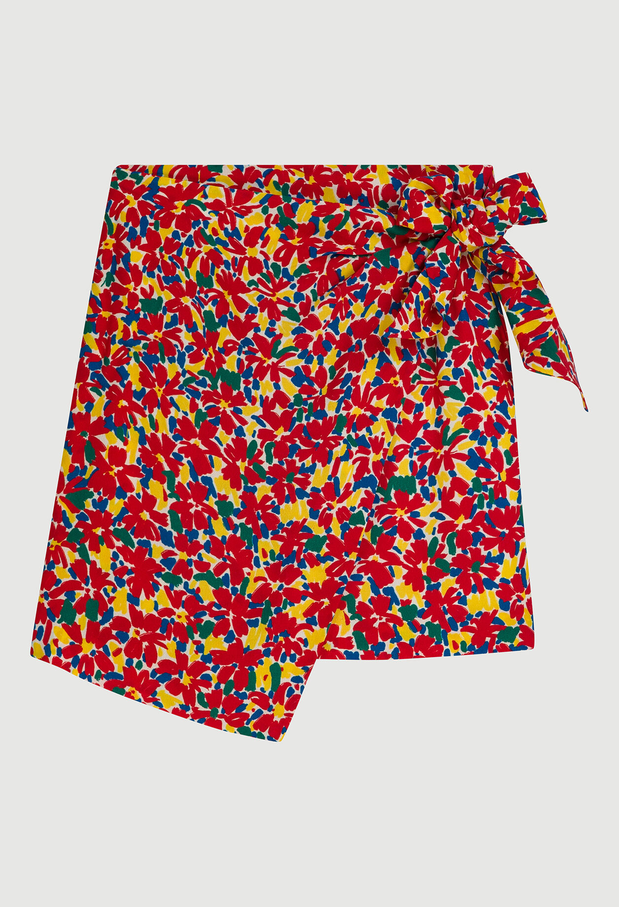 Short wraparound print skirt