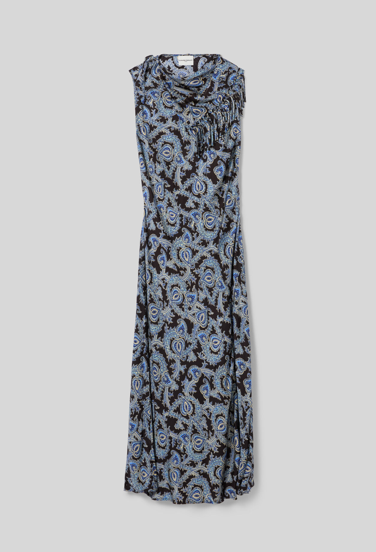 Flowy printed satin dress
