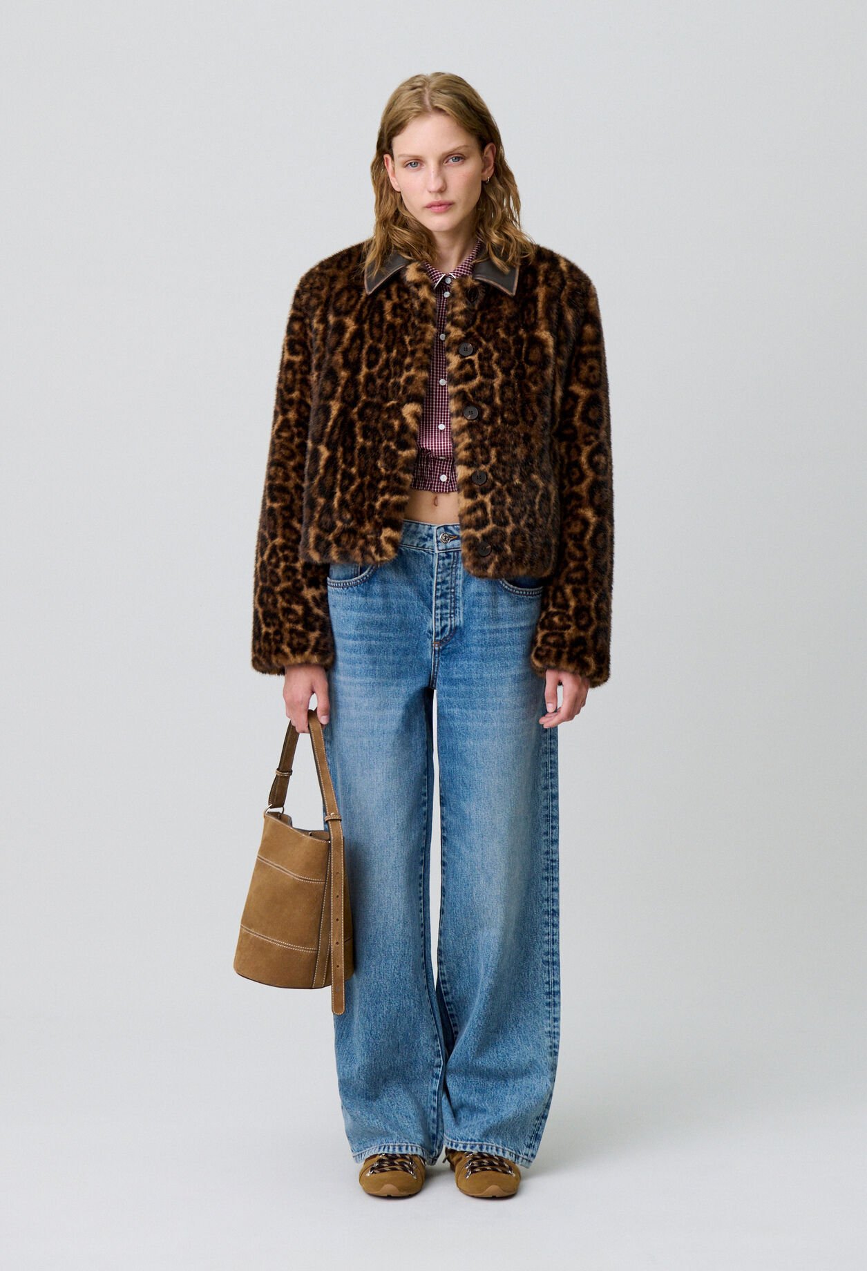 Leopard faux fur coat