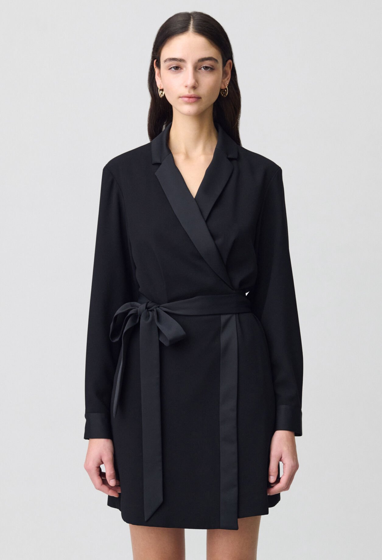 Wrap Dress with Lapel Collar