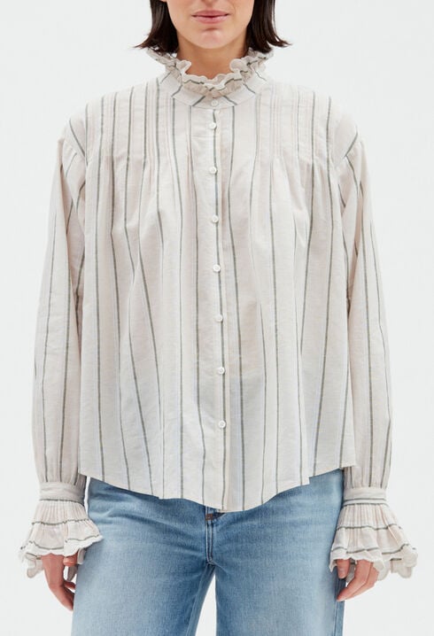Striped ruffled shirt