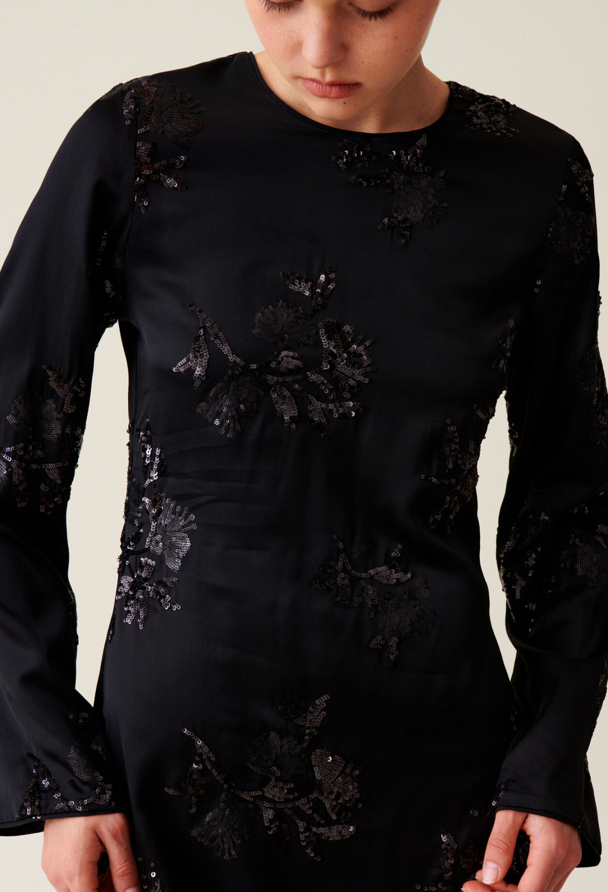 Black dress embroidered sequins
