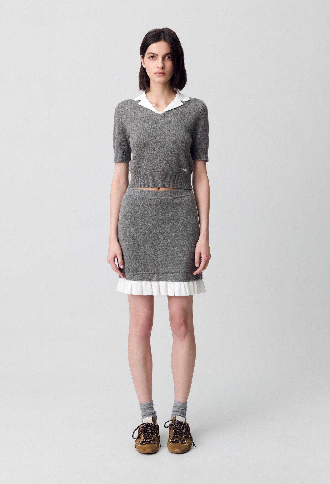 Short Skirt in Fine Knit Fabric
