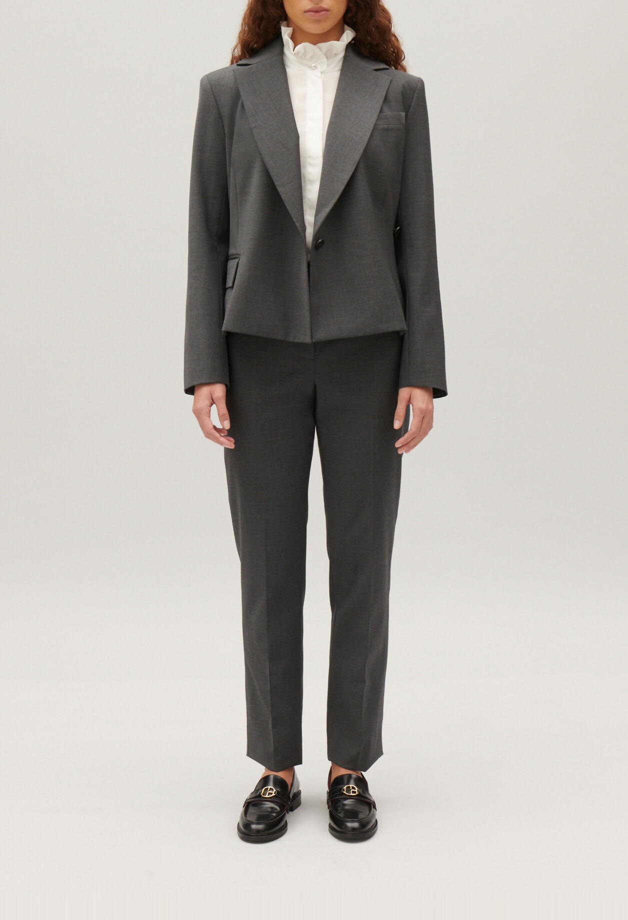 Flecked grey wrapover suit jacket