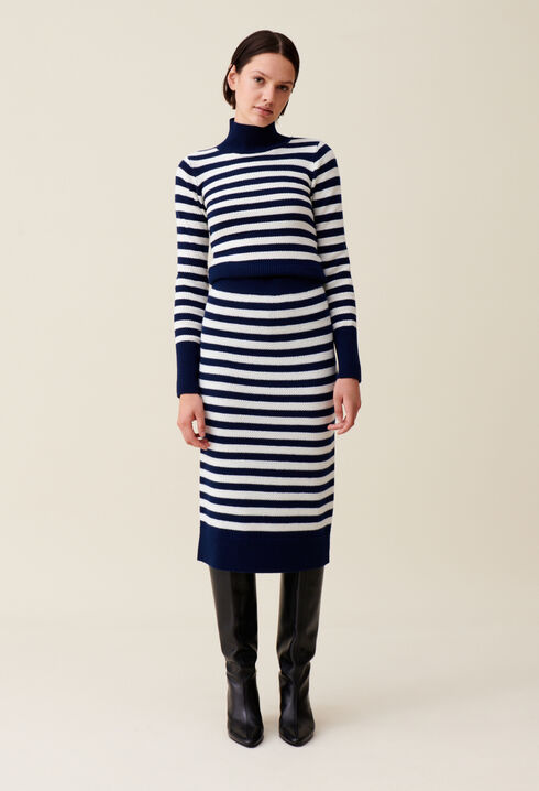 Striped knit sailor skirt