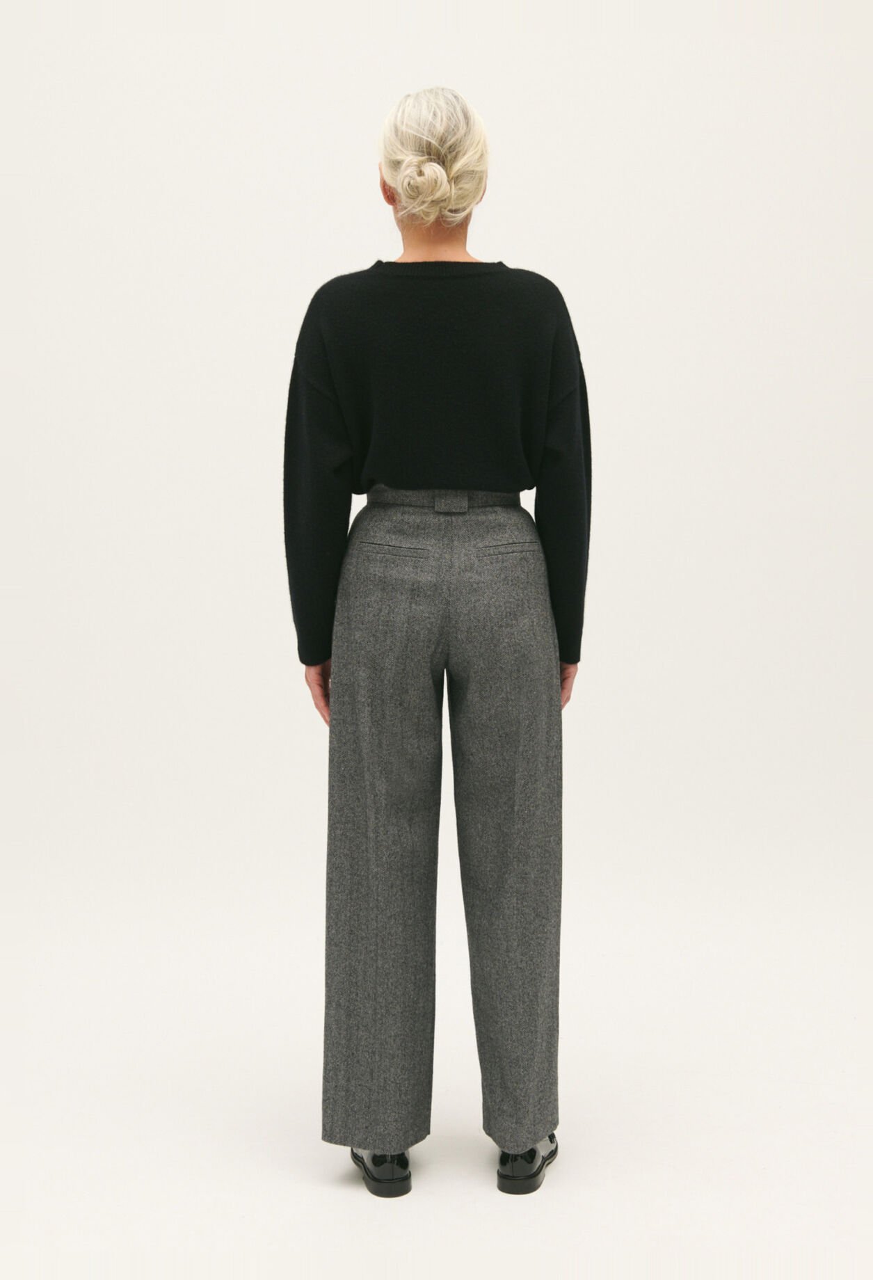 Two-tone wide-leg trousers