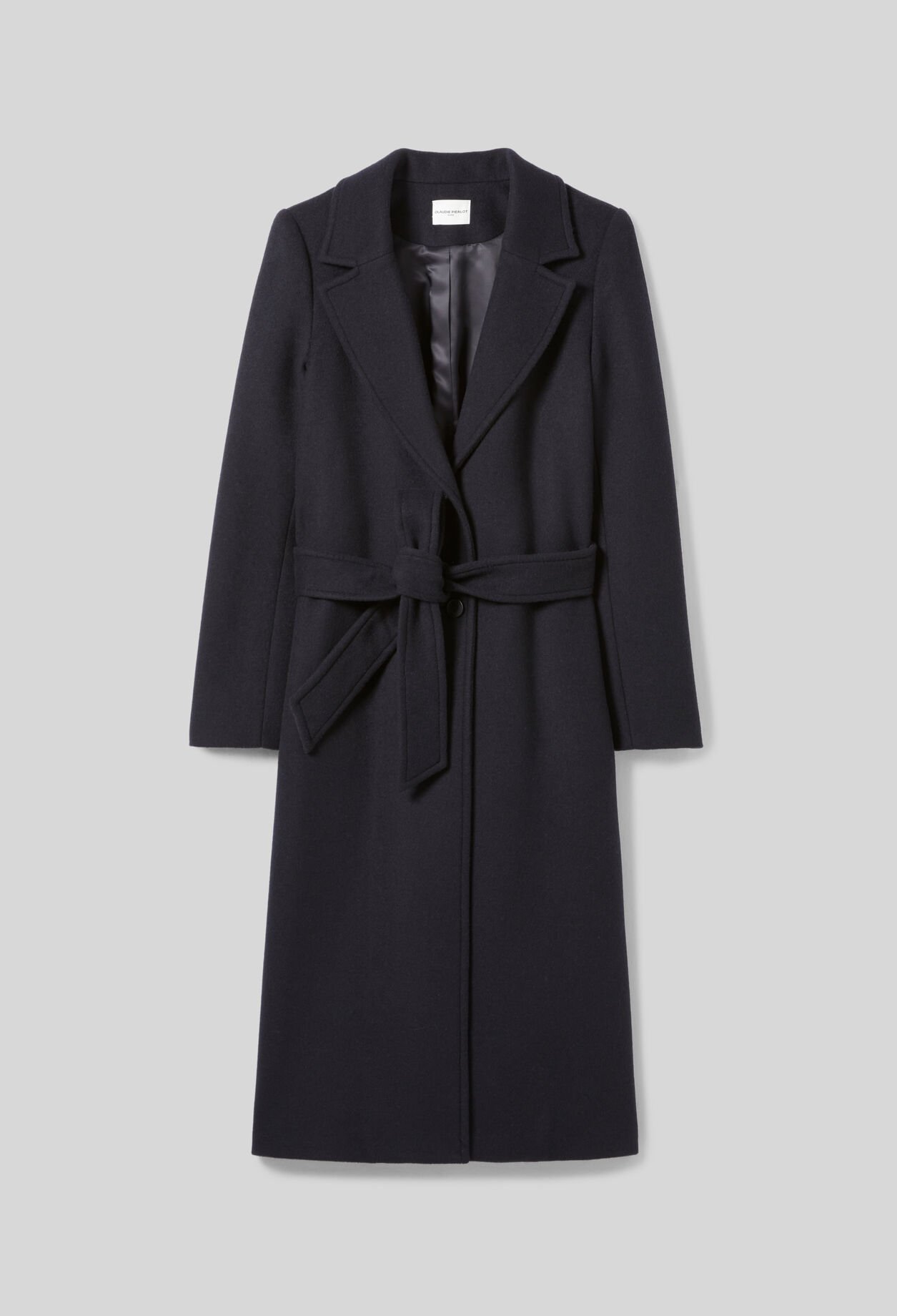 Long double-breasted wool coat