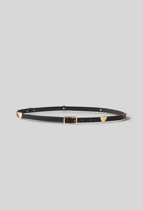 Smooth leather charm belt