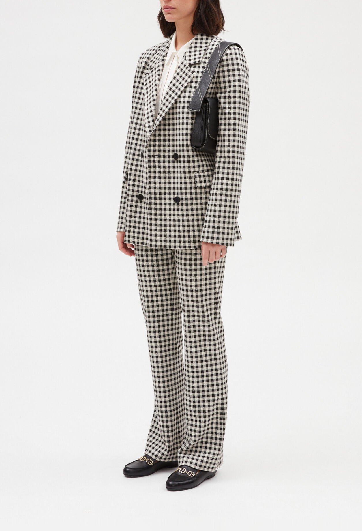 Two-tone vichy suit jacket